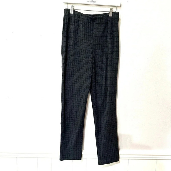 J. Jill Pointe Slim Leg Pants Dark Gray with Small Checker Print Size Small GUC - Picture 2 of 8